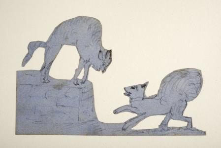 paper cutout of fighting cats